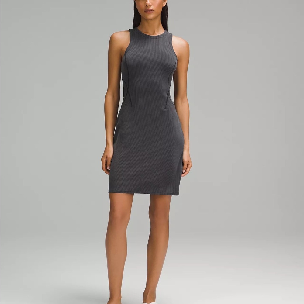 Lululemon athletica Ribbed Softstreme Slim-Fit Tank Dress color black